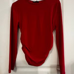 ZARA Women's  Red Long Sleeve Ruched Bodysuit M Photo 0