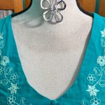 Chic Turquoise Teal Floral Blouse Blue Size M Photo 1