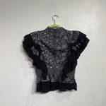 Hunter Bell  NYC Black Gray Floral Stripe Eliza Ruffle Lace Top Sz 0 Photo 8
