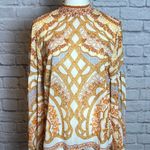 Böhme Women's S Multicolor Long Sleeve Blouse Smocked Neck Artcore Boho Orange Photo 0