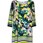 JEAN PIERRE KLIFA Daphne Sheath Dress Yellow Green Size Medium Abstract Bright Photo 0