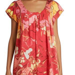 Hale Bob Silk Floral Boho Shift Dress S – Coral Pink Yellow Resort Photo 0