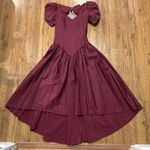 Alfred Angelo  Dress 9/10 Maroon Union USA Made Pearls Puff Sleeves Bow Vintage Photo 0
