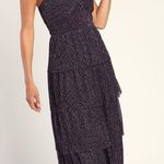 Lulus NWT Tier to Dance Purple Shiny Lurex Tiered Strapless Midi Dress Photo 2
