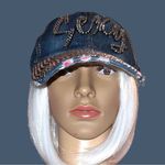 Awesome distressed jean cap with sexy on front and sparkly! Blue Photo 0