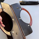 ROMA Vintage Leather Suede Handbag Brown Photo 7