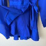Lulus Lulu’s Lilya Blue Long Sleeved Satin Wrap Dress Size XS Photo 5