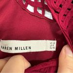Karen Millen  Red Pleated Mini Dress Womens 8 Formal Cut Outs Short Sleeve Twee Photo 4