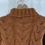 Scandal Turtleneck Sweater Women L/XL Brown Silver Thread Cable Knit Wool Alpaca Size L Photo 5