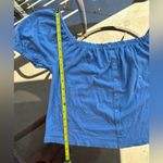 American Eagle  Button Front Short Puff Sleeve Top in Blue Size XS NWT Photo 9