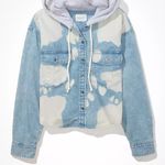 American Eagle AE Cropped Denim Hooded Shacket Photo 3