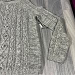 Chelsea 28 Grey Heather Silver Sequins Cold Shoulder Long Sleeve Cable Sweater Photo 3
