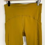 Lululemon Power Thru High Rise Leggings Sz 8 Gold Spice Side Pockets Photo 8