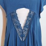 Free People Blue Short Sleeve Top with Cutout Lace Back NWT Size Medium Photo 6