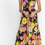 Johnny Was  Black Floral Cassia Cotton Maxi Dress L Vibrant Garden Tea Party Flow Photo 0