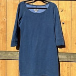 UGG  Scoop Neck Mini Blue‎ Fleece Dress Size Medium Warm 3/4 Sleeve Winter Fall Photo 0