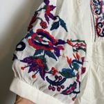 ZARA  TRF Collection White Ivory Embroidered Floral V-neck Flowy Blouse Photo 4