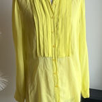 BCBGMAXAZRIA BCBG yellow green neon silk long sleeve blouse Photo 0