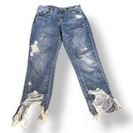 BLANK NYC The Madison Crop Distressed High-Rise Medium Wash Straight Jeans 25 Photo 0