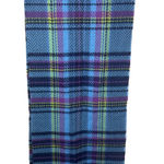 100% Cashmere Scarf Germany Made Plaid Preppy Blue Purple Yellow Hand Tailored Photo 0