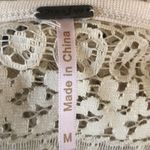 Poof! POOF long sleeve blue ivory crochet lace back‎ Photo 3