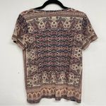 Lucky Brand Brown & Cream Printed Short Sleeve Blouse Womens S Boho Casual Photo 5