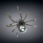 Vintage Style Gothic Spider Shape Brooch Inlaid‎ Faux Pearls Personality Brooch Gray Photo 2