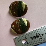 Vintage 80's Retro oval Painted Earrings Photo 7