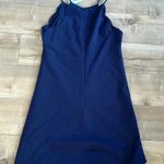 AQUA NWT  Navy Blue Sleeveless Halter Neck Scalloped Trim Mini Skater Dress Sz L Photo 8