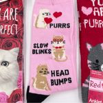 NEW Women's Bundle of Socks Kitty Cat Valentine's Day You Are Purrfect One Size Pink Photo 3