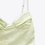 ZARA Ruched Satin Effect Mint Mini Summer Boho Wedding Party Cocktail Dress Photo 7