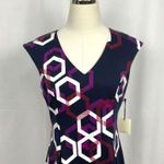 Trina Turk Navy Litzy Dress Sz 2 Hexagon Print Shift New Modern Contemporary Photo 4