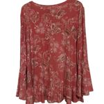Hayzel Women's Pink Beige Paisley Long Sleeve Pullover Top Bell Sleeves Size 2XL Photo 1