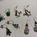 Lot Of 4 Pierced Dangle Drop Earrings Christmas Holiday Mix Penguin Snowman Etc Photo 6