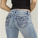 Silver Jeans Suki Mid Rise Bootcut denim thick stitch medium wash Photo 12