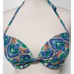 Aerie • Green Blue Patterned Bikini Top Photo 0