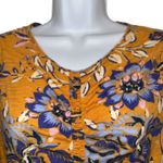 Free People WE THE FREE Honey Combo Floral Print Ruched L/S Top Size Photo 2