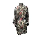 Victoria's Secret Vintage Victoria’s Secret Gold Label Black Green Semi-Sheer Short Kimono Robe OS Photo 4