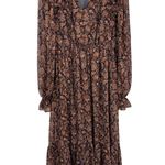 Moon River Tiered Ruffle Maxi Dress Womens Medium Fall Brown Black Metallic Gold Photo 0