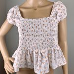 Pink Lily Floral‎ Smocked White Top Photo 12