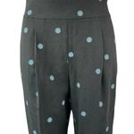 ZARA  Black Blue Polka Dot Tapered High Waist Pleated Crop Ankle Trouser Pants S Photo 3