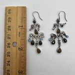 Vintage Chandelier Earrings Silver Tone Green Blue‎ Dangle Drop Women's Jewelry Photo 1