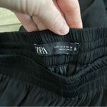 ZARA  Black Satin Effect High Rise Wide Leg Pull On Trousers Pants S Photo 3