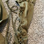 Isa Boulder bra top crop top green tie back lace up long sleeve small Photo 2