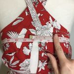 EXPRESS NWOT Red White Floral Smocked Halter Top Photo 3