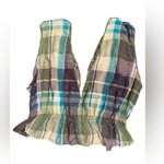 Aerie women Blue Green Plaid Tie Front V Neck Crop Top Plunge Neckline Sz L NWT Photo 1