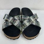 Birkenstock 36 US 5 Siena Rivot Logo Festive Weave Green Textile Vegan Sandals Photo 5