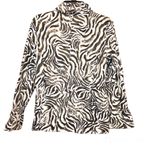 Chico's Chico’s Full Zip Funnel Neck Animal Print Zebra Jacket White Black Size 2 Photo 1