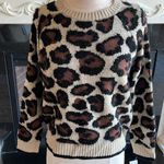Planet Gold Sweater  Leopard Print Brown Crewneck Womens Small Photo 2