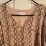 Adrienne  Beige Snake Print Long Sleeve Dress Photo 3
